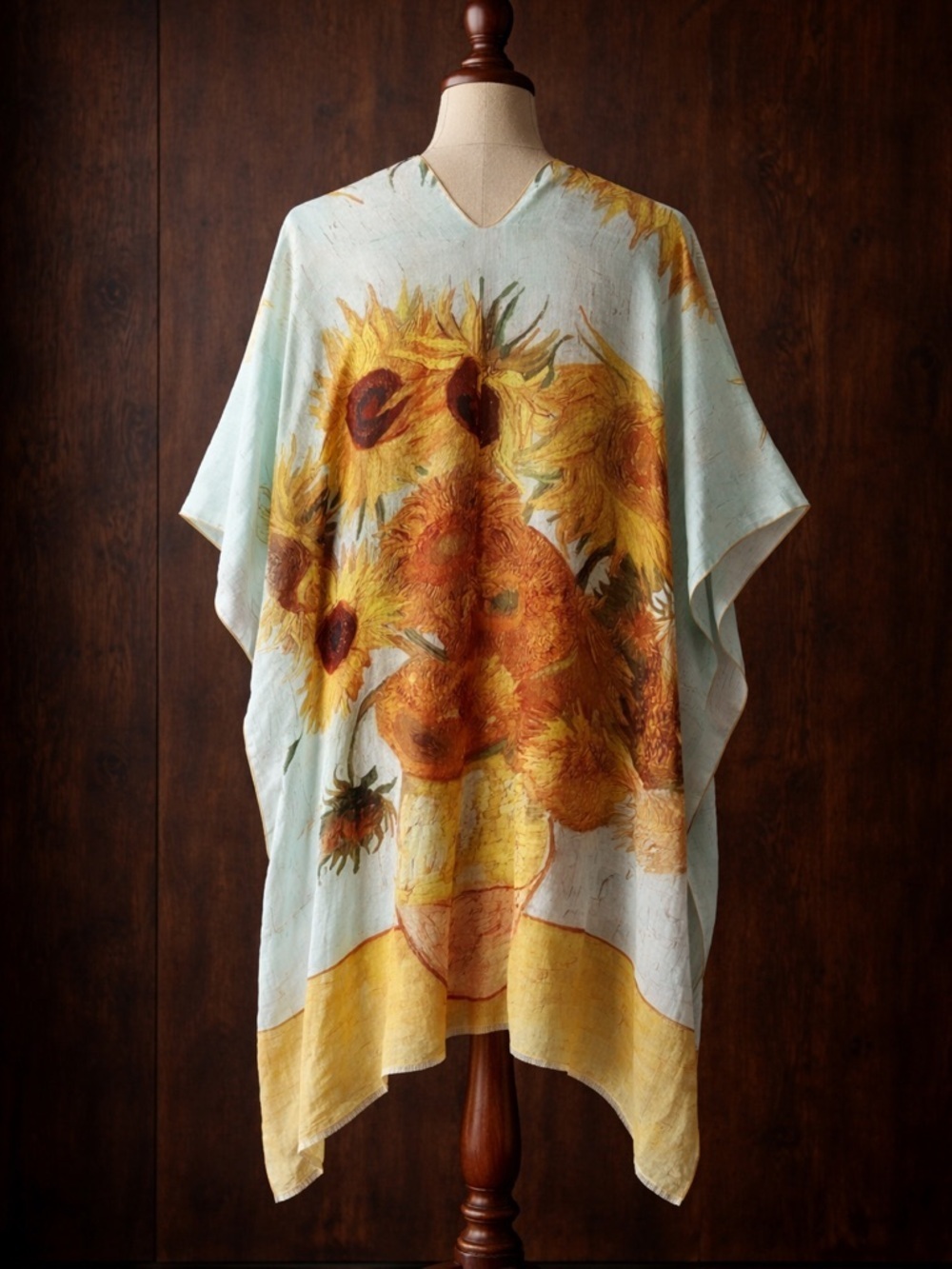 Van Gogh Sunflower Kimono Beach Cover Up Artsy Op Art Teacher Eclectic Grandma